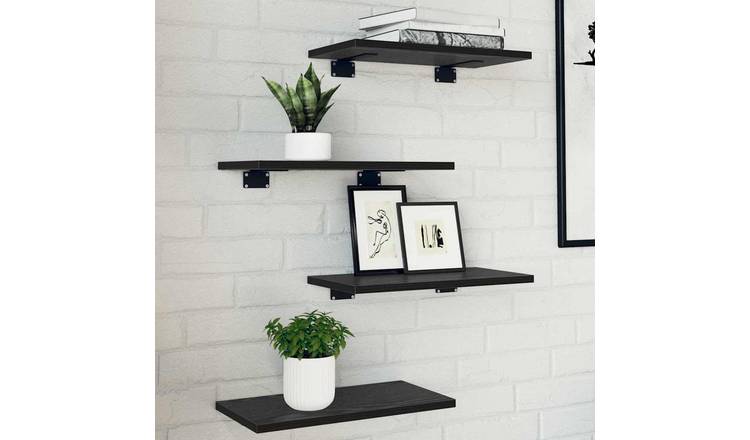 Walplus 3 Tier Engineered Wood Bookshelf - Black - 40 x 20 x 1.5 cm