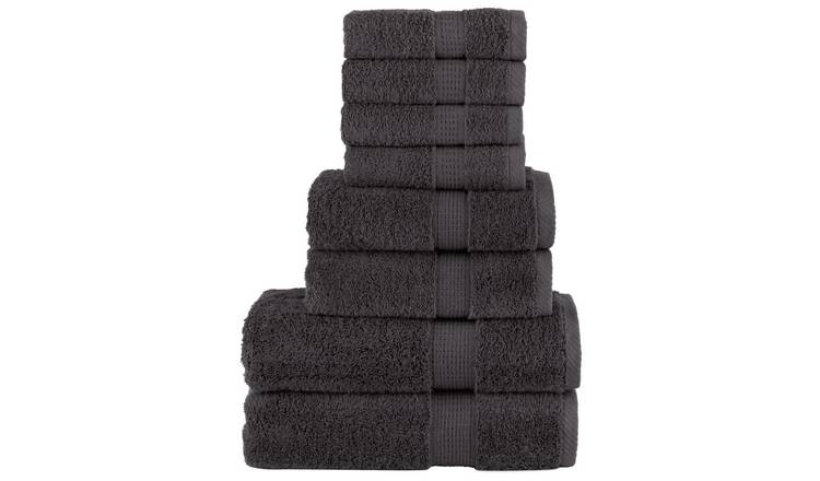 Walplus Pack of 8 Cotton Towel Set - Anthracite