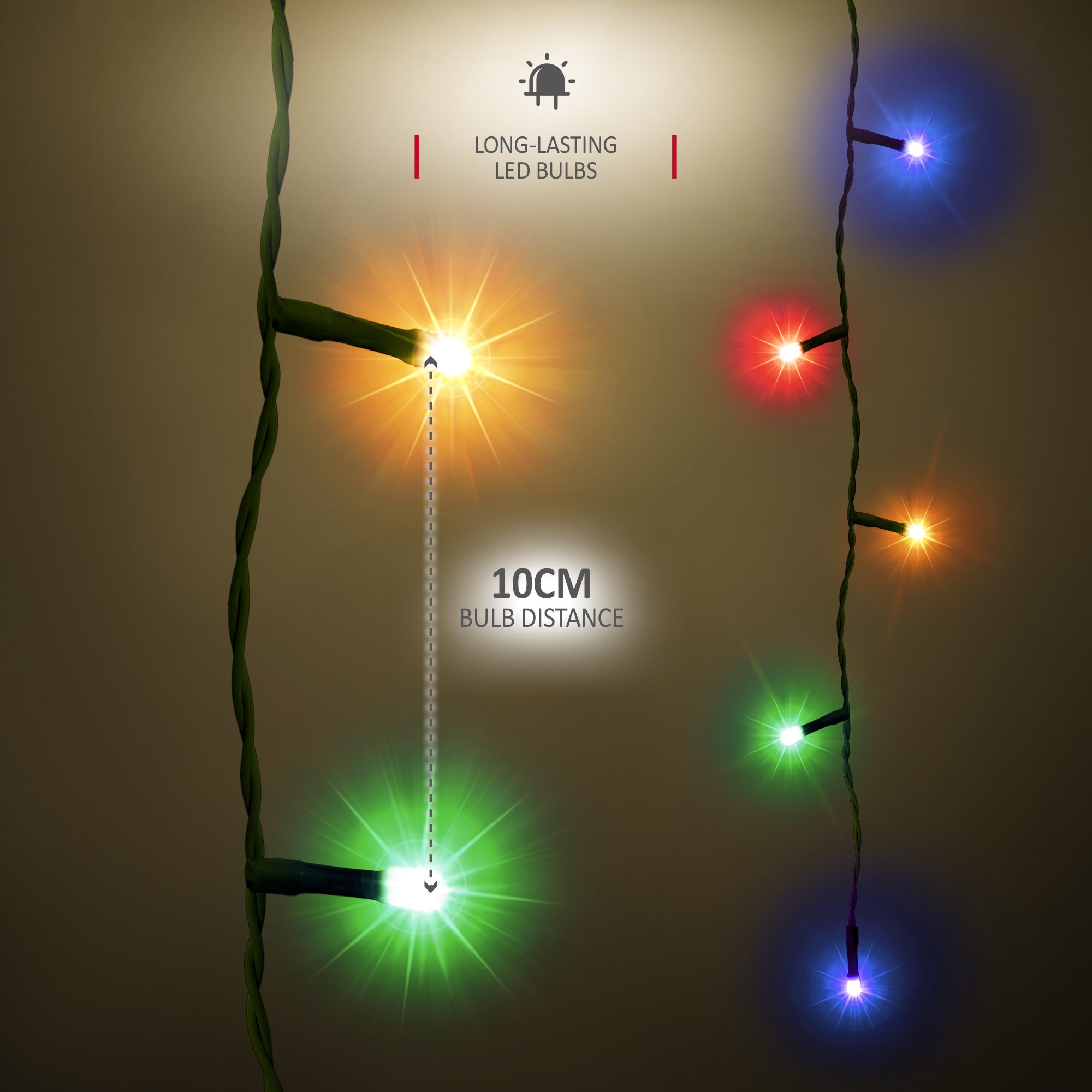 NETTA 2.5m 300 LED Christmas Tree Fairy String Lights - Multicolour - Image 2