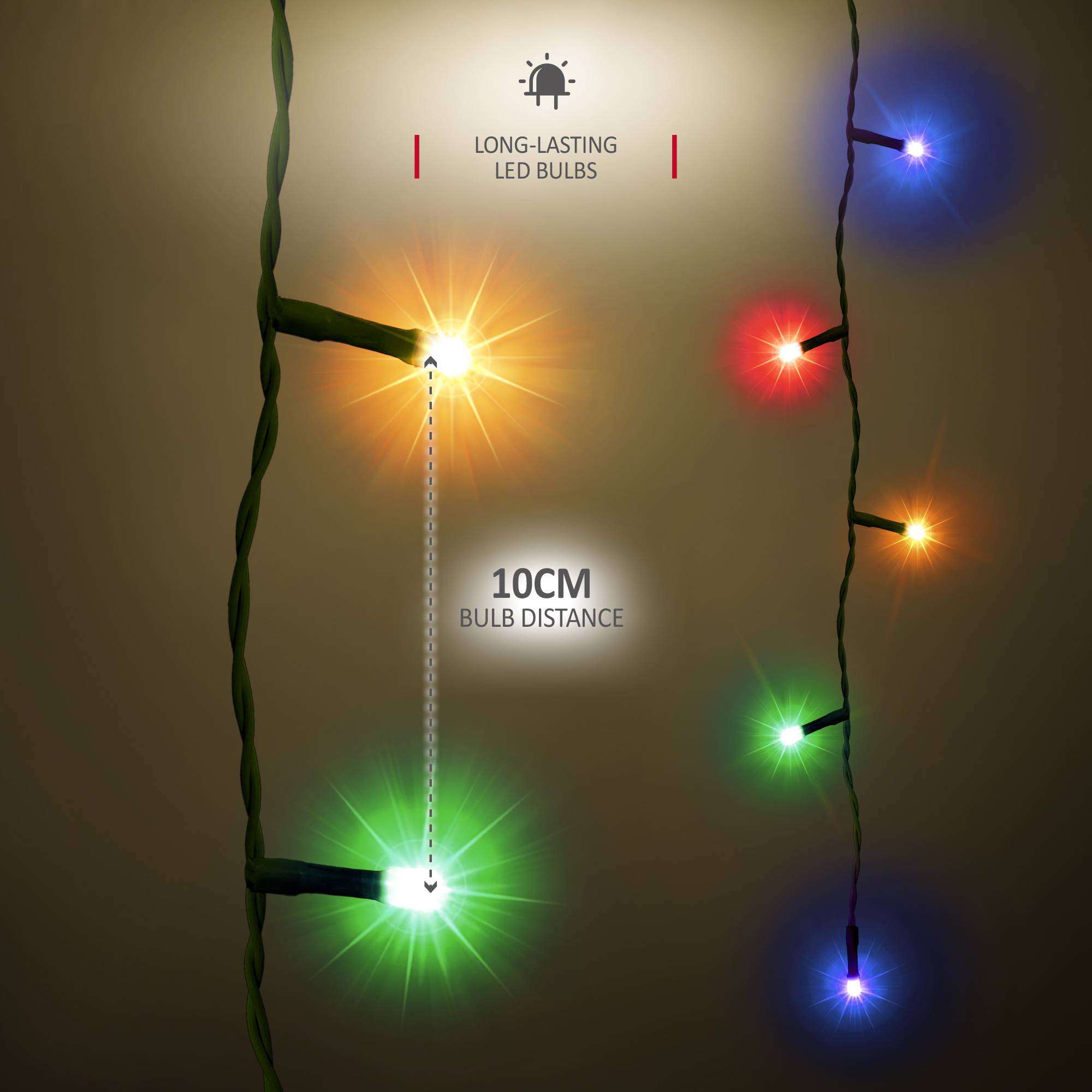 NETTA 2.5m 300 LED Christmas Tree Fairy String Lights - Multicolour - Image 2
