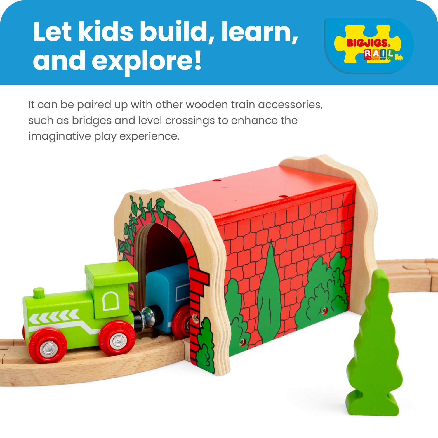 Bigjigs Rail – Tunnel T-Rex Pour Train En Bois – Circuit Dinosaure – Compatible Avec Autres Marques – Dès 3 Ans