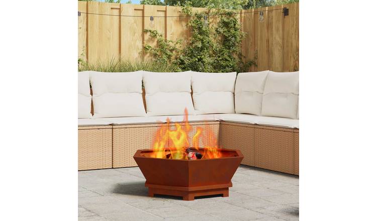 Walplus Steel Fire Pit Weathering - Brown - 75 x 75 x 28 cm