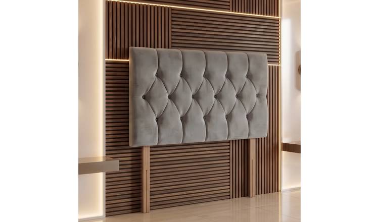 Somnior Chester Velvet Small Single 30" Upholstered Headboard - Silver