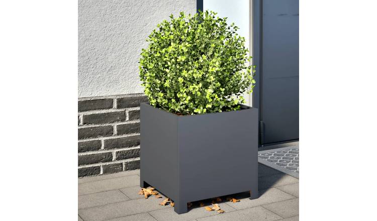 Walplus Pack of 2 Steel Garden Planter - Anthracite V2 - 40 x 40 x 40 cm