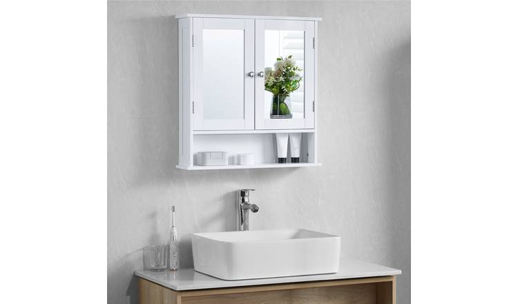 Bath Vida Priano 2 Door Mirrored Bathroom Wall Cabinet With Shelf - White