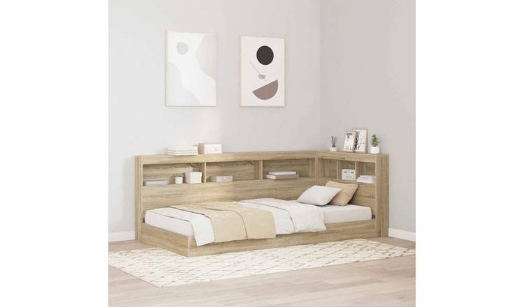 Walplus Engineered Wood Storage Headboard - Light Oak - 207.5 x 107.5 x 76.5 cm