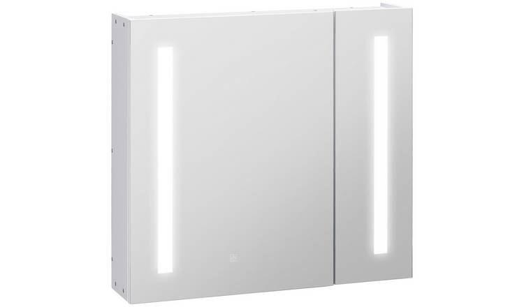 kleankin LED Bathroom Mirror Cabinet Mirror with Lights Touch Switch - White
