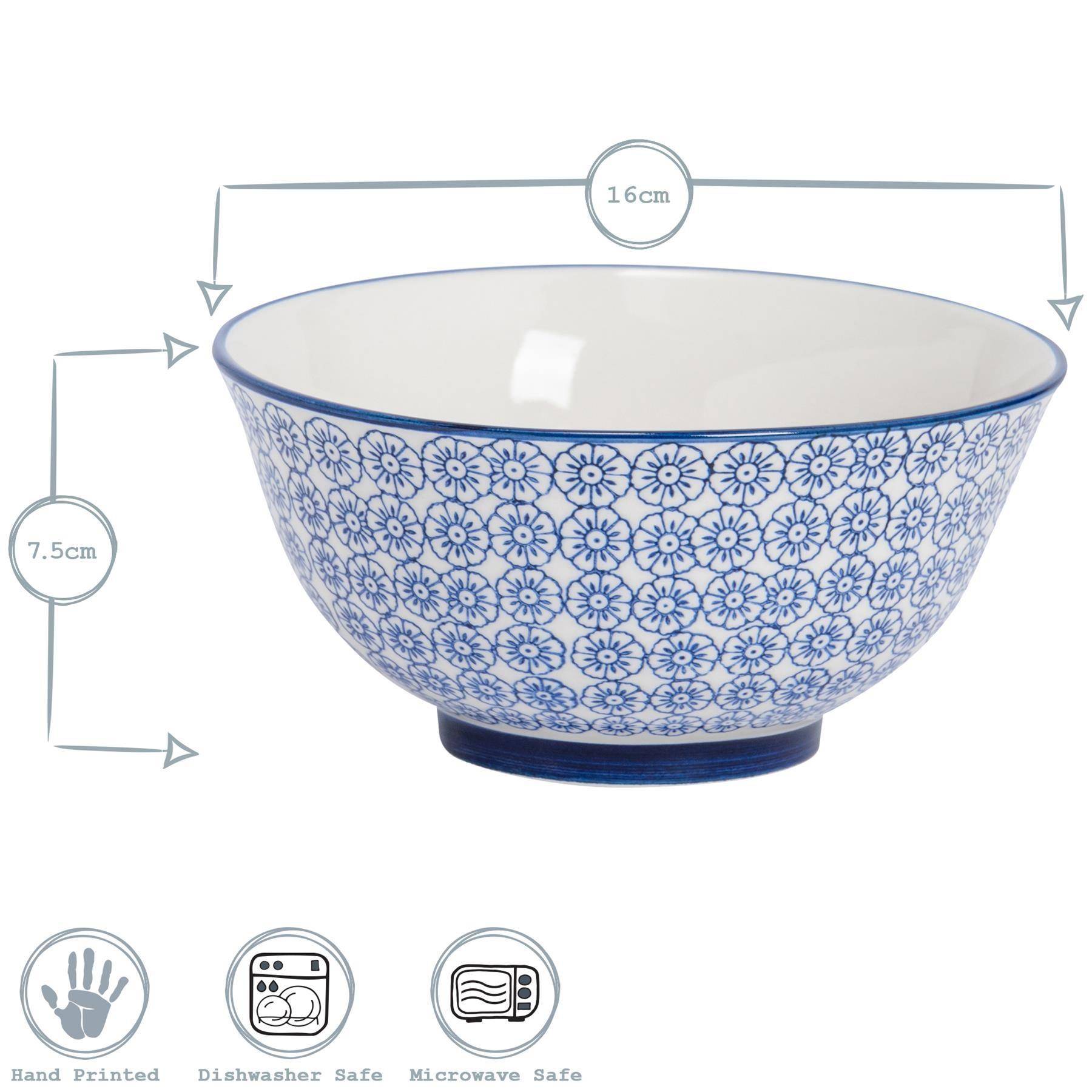 Nicola Spring Hand-Printed Cereal Bowls - 3 Colours - Pack of 6 - Image 6