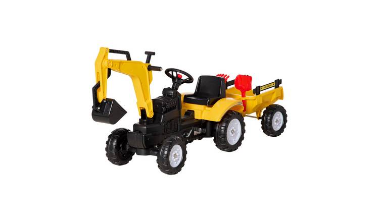 HOMCOM 3 in 1 Ages 3 to 6 Years Removable Trailer Ride On Tractor – Yellow