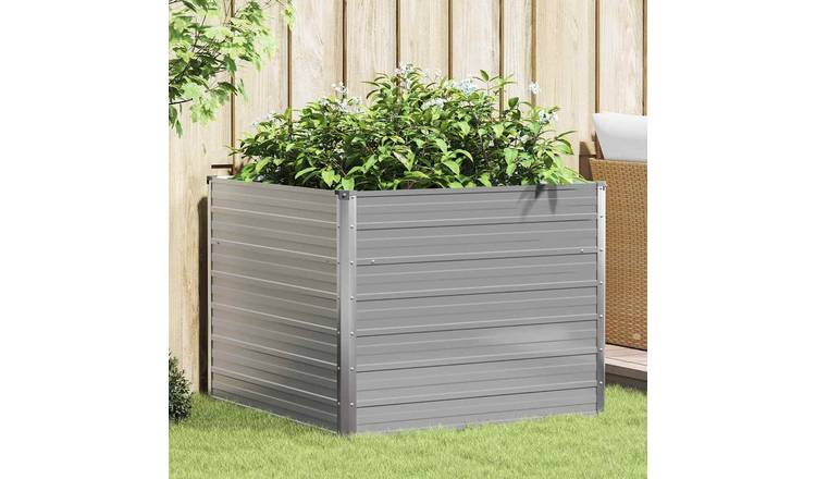 Walplus Galvanised Steel Raised Garden Bed - Grey - 100 x 100 x 77 cm