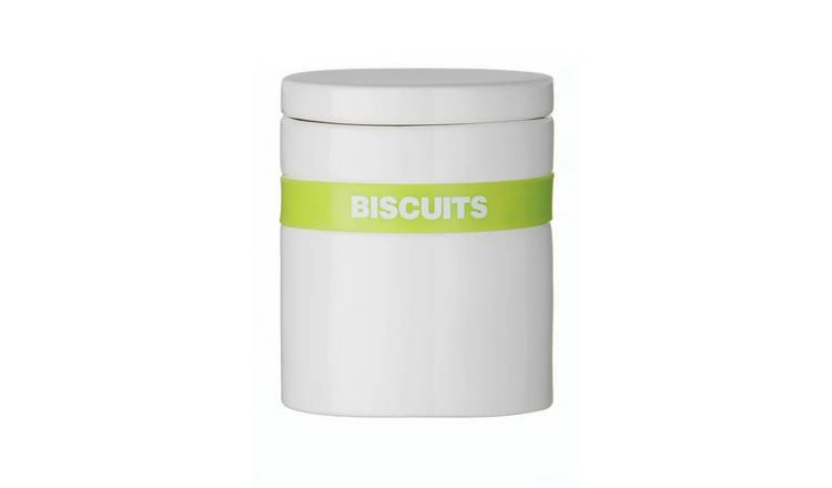 Orsina Keks Biscuit Canister with Silicone Band – White and Lime Green