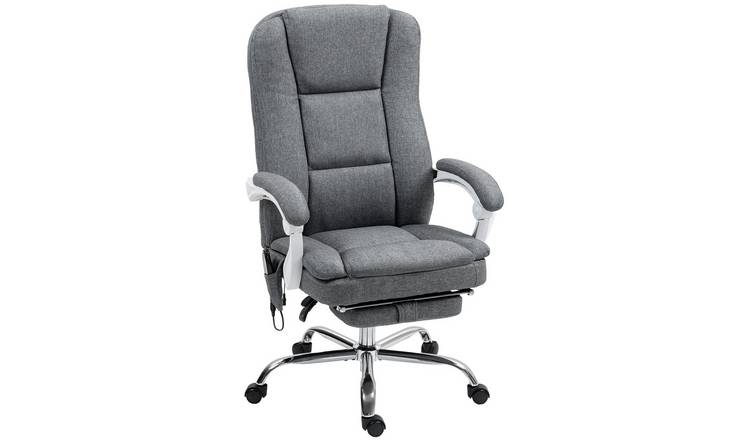 HOMCOM Fabric Adjustable Swivel Massage Office Chair - Grey
