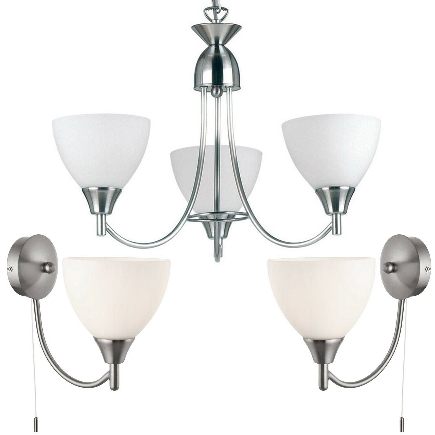Loops Direct Steel and Glass LED Pendants - Satin Chrome - Image 1