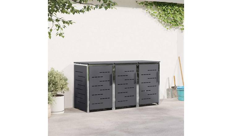 Walplus Stainless Steel Wheelie Bin Store - Anthracite - 207 x 77.5 x 112.5 cm