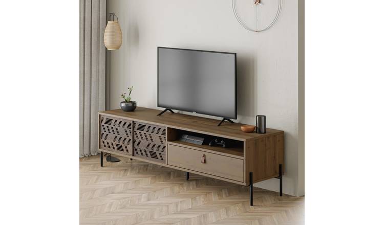 Decortie Dionysos Particleboard TV Unit with Metal Frame - Dark Oak