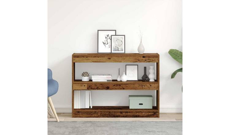 Walplus 2 Tier Engineered Wood Bookcase - Dark Wood - 100 x 30 x 72 cm