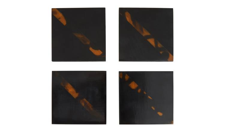 Orsina Set Of 4 Roma Resin Topped Coasters - Black