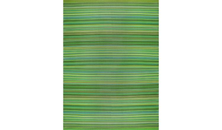 The Rugs Green Rainbow Reversible Striped Outdoor Rug - 120 x 160cm