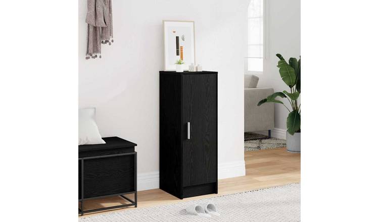 Walplus Engineered Wood Shoe Cabinet - Black Oak - 32 x 35 x 92 cm