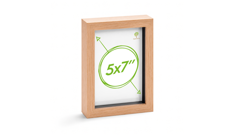Nicola Spring 3D Box Photo Frame - 5 x 7" - Light Wood
