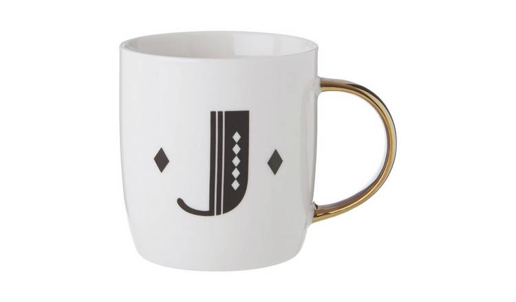 Orsina Diamond Deco J Monogram Mug – Black