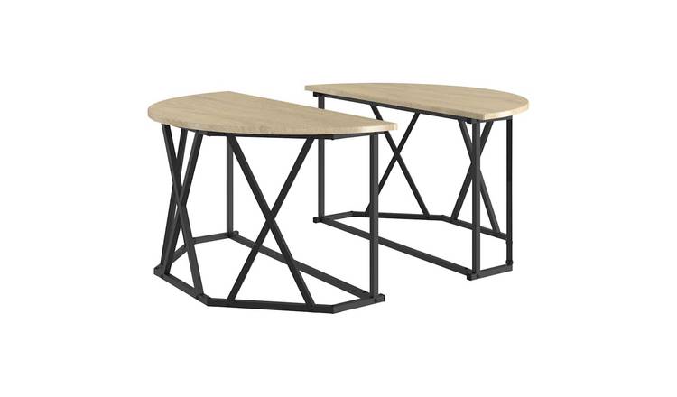 Walplus Engineered Wood and Steel Coffee Table - Sonoma Oak - 80 x 80 x 42 cm