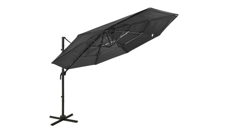 Walplus Polyester Garden Parasol - Anthracite - 300 x 300 x 247 cm