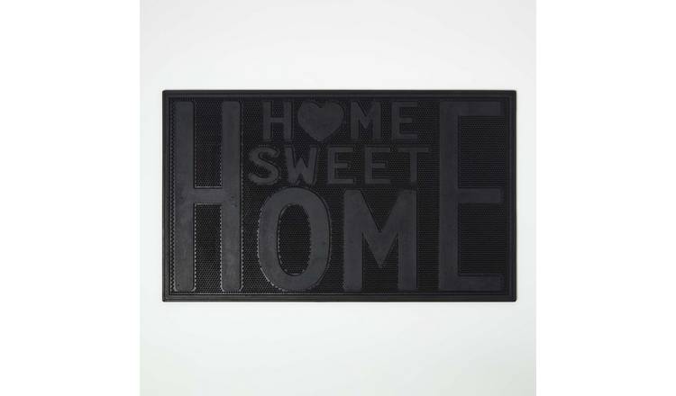 Homescapes Home Sweet Home Non-Slip Rubber Doormat – Black