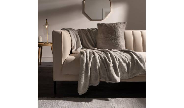 OHS Teddy Fleece Blanket Throw 200 x 240cm - Grey
