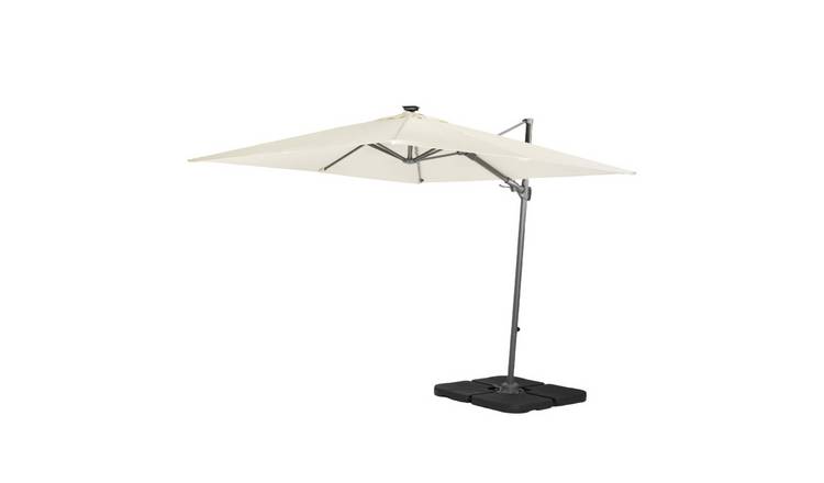 HomeGardenDirect Syros Canterlever LED Parasol 245 x 245cm - Cream