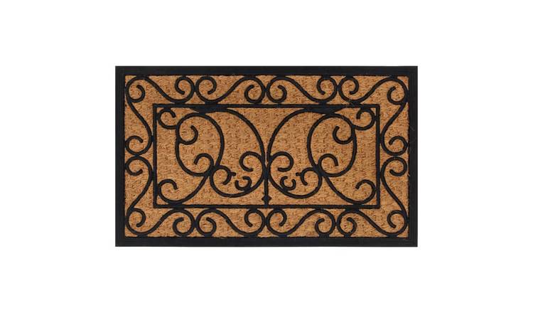 Walplus Rectangular Coir Door Mat - Black and Brown - 45 x 75 cm