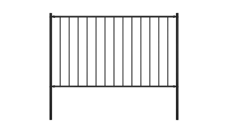 Walplus Steel Fence Panel Woerden with Posts - Black - 1.7 x 1.25 m