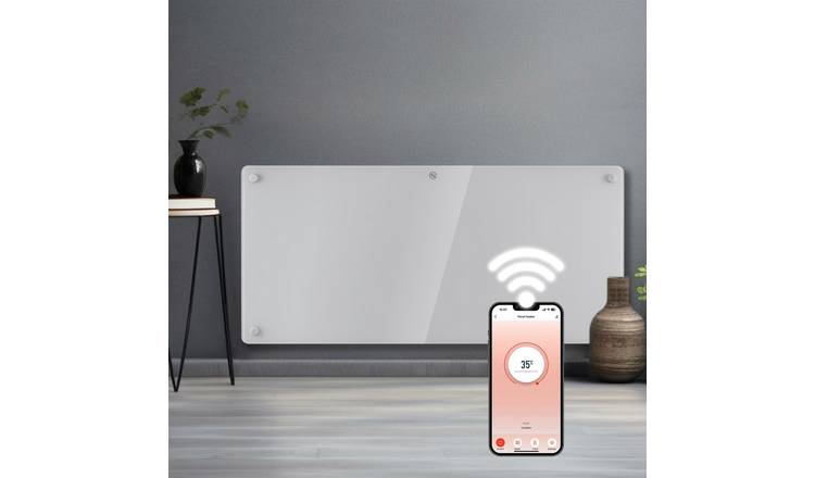 Futura 2000W Smart WiFi  Electric Panel Heater - White Glass