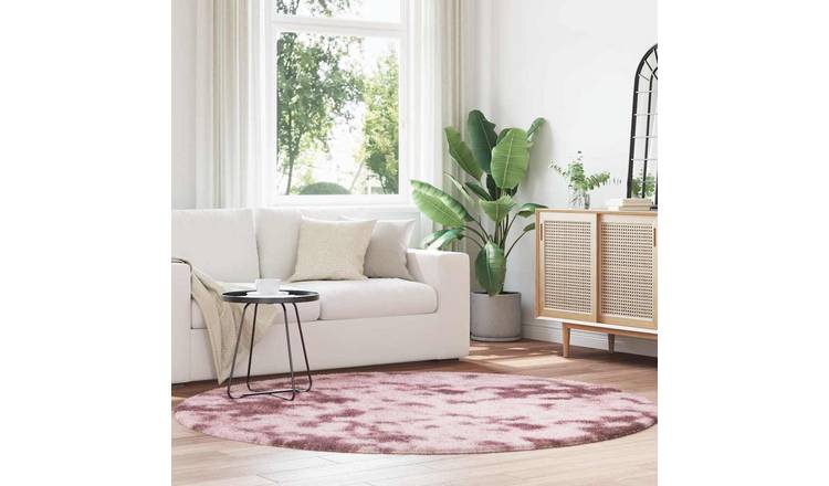 Walplus Navarra Round Polyester Rug - Dusty Pink - 200 x 200cm