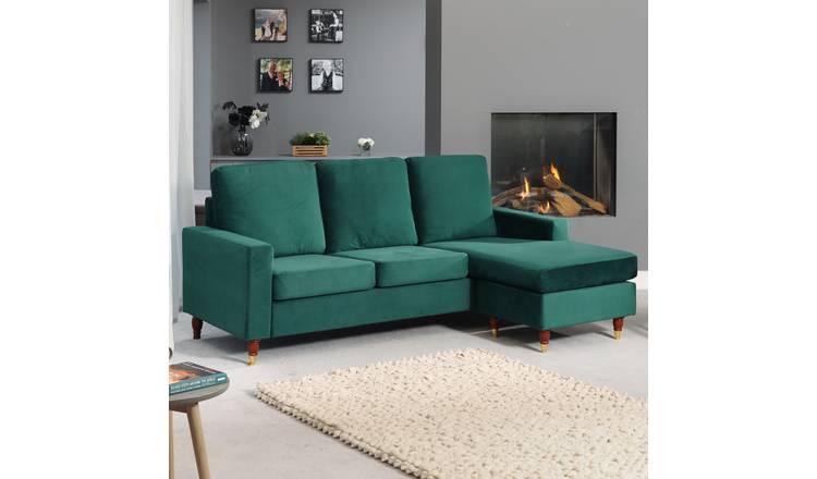 Artemis Home Hendrick Velvet Reversible Corner Sofa - Green