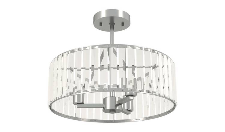 HOMCOM 39cm E14 Base 3 Light Crystal Ceiling Light Fixture - Silver