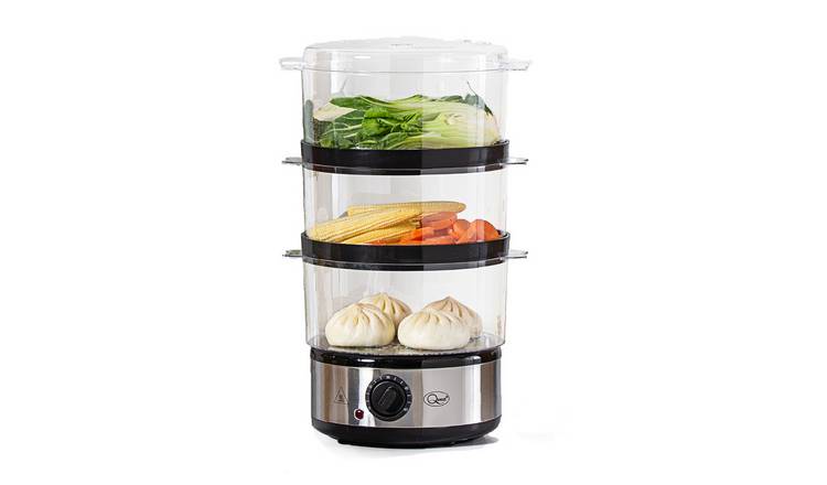 Quest 3 Tier Electric Food Steamer With 60 Minute Timer Function - Silver