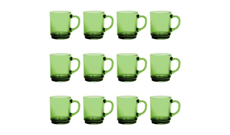 Duralex Versailles 260ml Glass Coffee Mugs Pack of 12 - Green