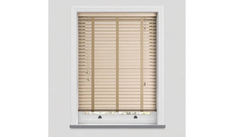 New Edge Blinds Natural Oak Faux Wood Tape Venetian Blind - 190cm x 120cm