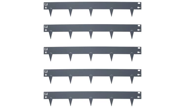 Harbour Housewares 5pc Steel Lawn Edging Set - 5m x 8cm - Anthracite