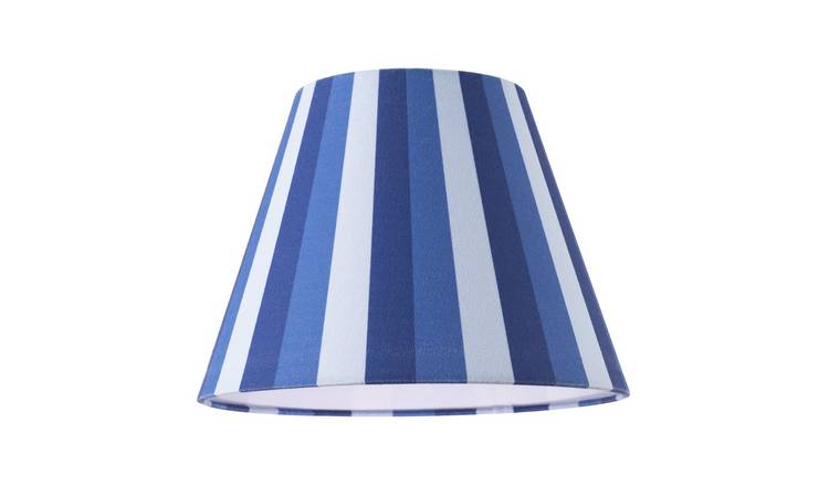 Happy Homewares Multi Blue Tone Striped Linen Coolie Lampshade - 25cm