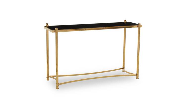 Orsina Ackley Console Table with Glass Top – Gold & Black