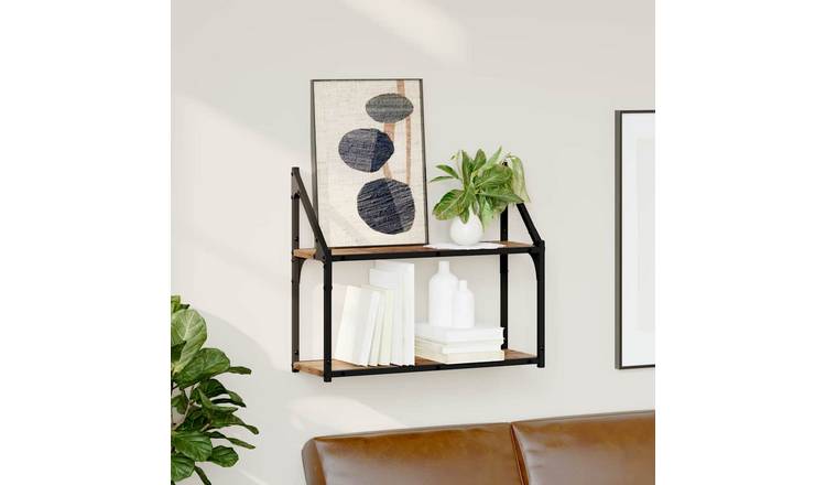 Walplus Engineered Wood Wall Shelf - Dark Wood - 60 x 21 x 51 cm