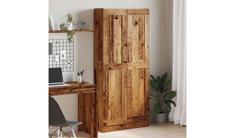 Walplus Engineered Wood Highboard - Dark Wood - 82.5 x 30.5 x 185 cm