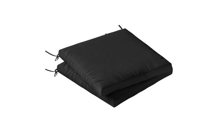Outsunny Set of 2 Waterproof Garden Chair Seat Pad Cushions - Black