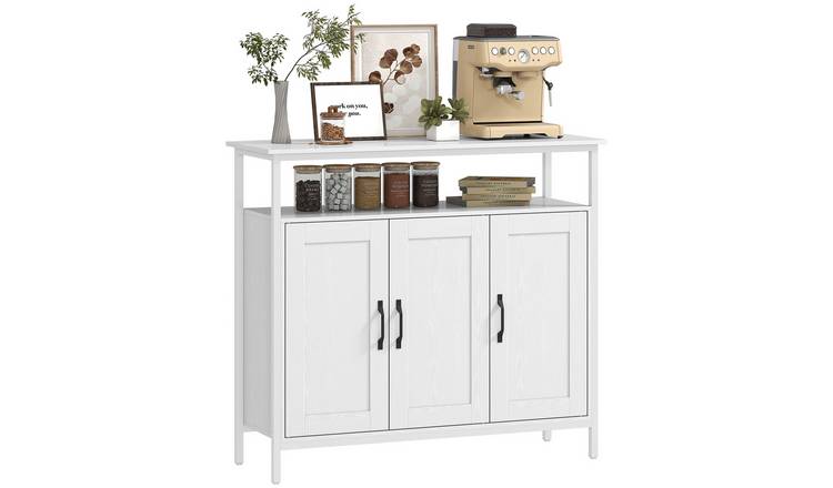HOMCOM Industrial Adjustable Storage Sideboard with Open Shelf - White