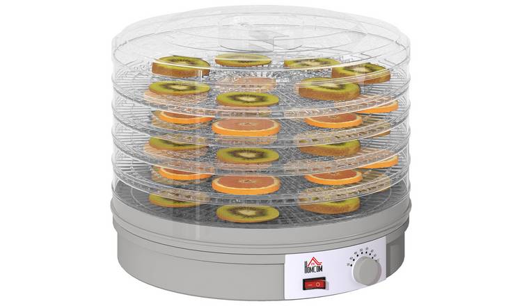 HOMCOM 5 Tier Food Dehydrator with Adjustable Temperature - Grey