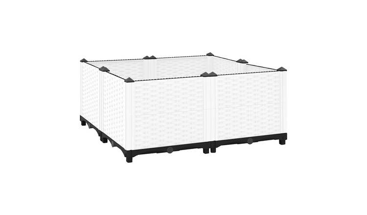 Walplus Polypropylene Raised Garden Bed - White - 80 x 80 x 38 cm