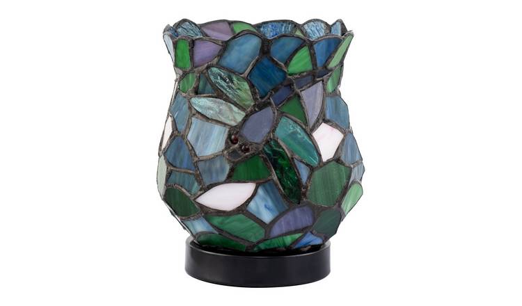 Happy Homewares Dragonfly Open Top Blue and Green Stained Table Lamp - 15cm