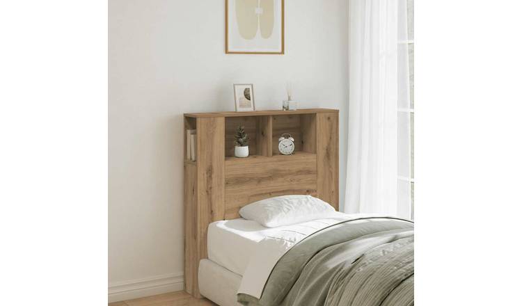 Walplus Engineered Wood Headboard Cabinet - Oak - 100 x 18.5 x 102.5 cm
